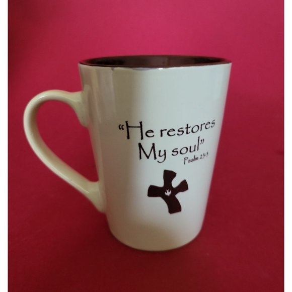 Christian Coffee Mug He Restores My Soul Bible Quote - Picture 2 of 9
